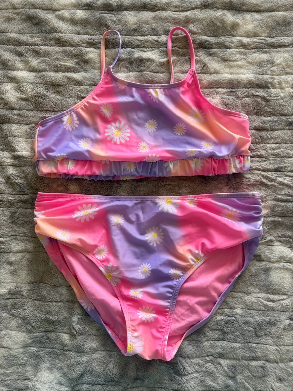 Wonder Nation Size 18 XXL Girls' Pink & Purple Daisy Swim Set - Like New